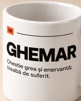 Cană GHEMAR, alb — detaliu de material și personalizare